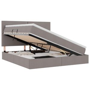 vidaXL LED-Speicherbett mit Matratze Taupe 160 x 200 cm Stoff
