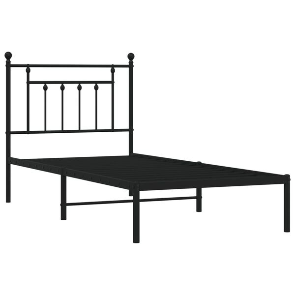 vidaXL Bettgestell mit Kopfteil Metall Schwarz 90x190 cm