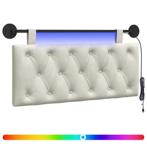 vidaXL H&auml;ngendes Kopfteil Mit LED Licht Creme Samt