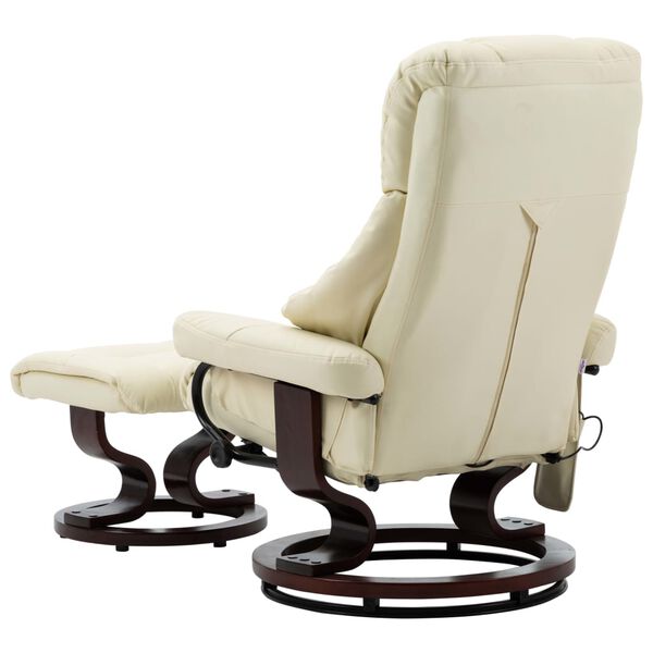 vidaXL Massagesessel Verstellbar Creme Kunstleder und Bugholz