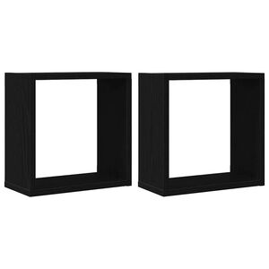 vidaXL W&uuml;rfel-Wandregale 2 Stk. Schwarz Eichen-Optik 30x15x30 cm