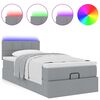 vidaXL Ottomane Bett mit Matratze & LEDs Hellgrau 90x200 cm Stoff