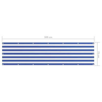 vidaXL Balkon-Sichtschutz Weiß und Blau 75x300 cm Oxford-Gewebe