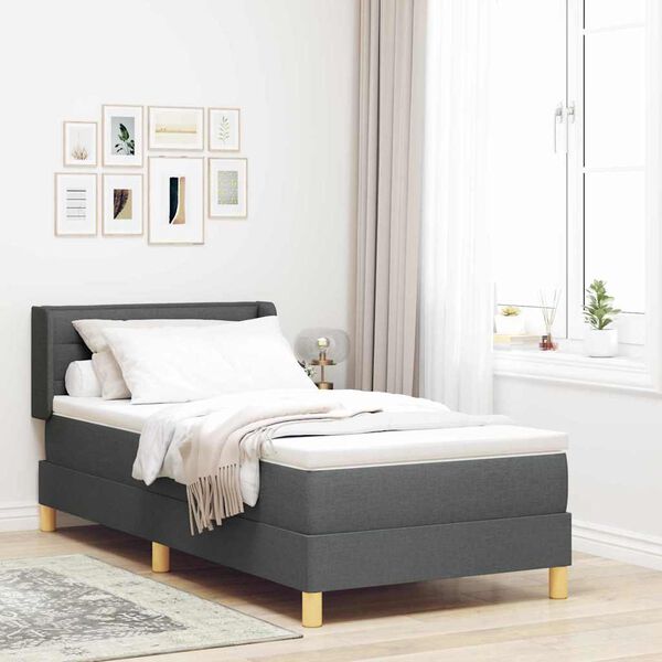 vidaXL Boxspringbett mit Matratze Dunkelgrau 200 x 80 cm Stoff