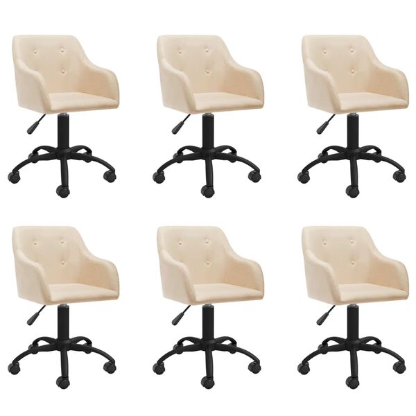 vidaXL Esszimmerst&uuml;hle 6 Stk. Drehbar Creme Stoff