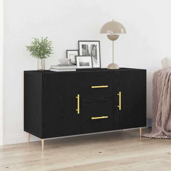 vidaXL Sideboard Schwarz Eichen-Optik 100 x 36 x 60 cm Holzwerkstoff