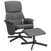 vidaXL Massagesessel mit Fu&szlig;hocker Dunkelgrau Stoff