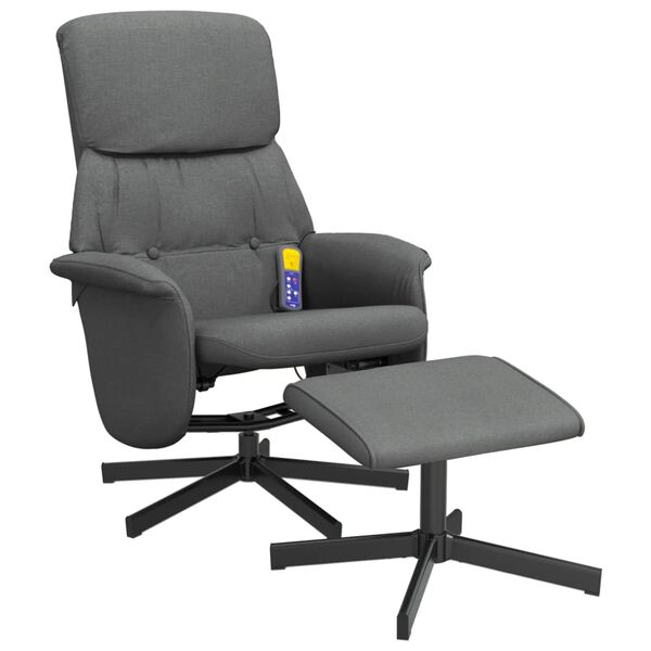 vidaXL Massagesessel mit Fu&szlig;hocker Dunkelgrau Stoff