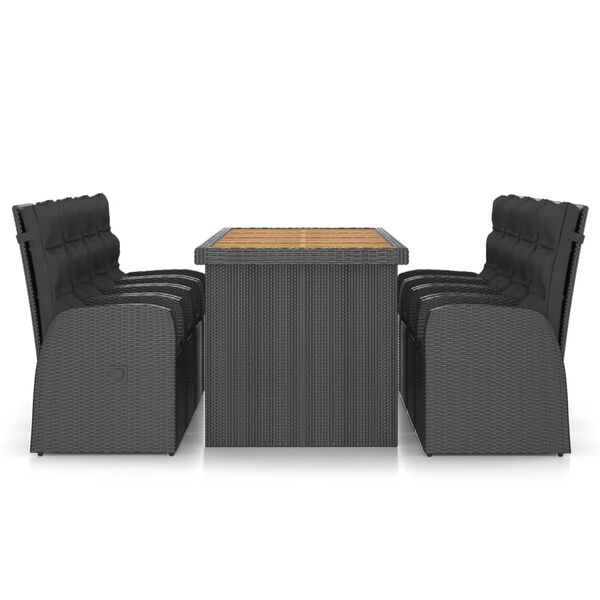 vidaXL 9-tlg. Garten-Essgruppe mit Kissen Poly Rattan Schwarz