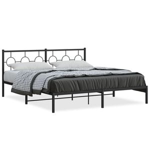 vidaXL Bettgestell mit Kopfteil Metall Schwarz 180x200 cm
