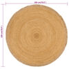vidaXL Teppich Geflochten mit Fransen 180 cm Jute Rund