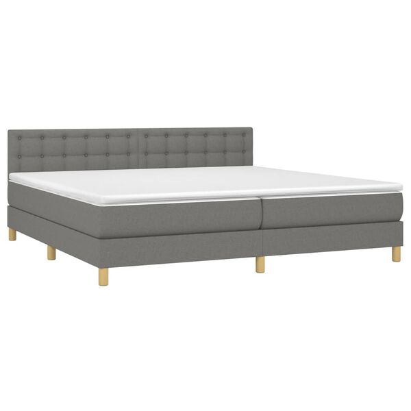 vidaXL Boxspringbett mit Matratze & LED Dunkelgrau 200x200 cm Stoff