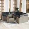 vidaXL Gartensofa-set mit Kissen mit Kissen 9 pcs Hellgrau Poly Rattan