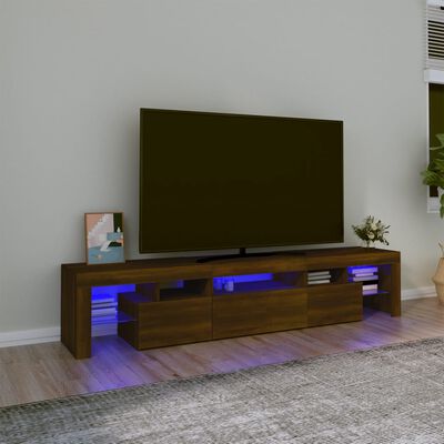 vidaXL TV-Schrank mit LED-Leuchten Braun Eichen-Optik 200x36,5x40 cm