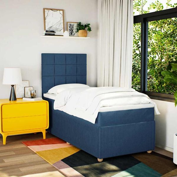 vidaXL Boxspringbett mit Matratze Blau 80x200 cm Stoff