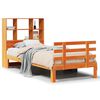 vidaXL Massivholzbett mit Regal ohne Matratze Wachsbraun 100x200 cm