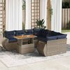 vidaXL 9-tlg. Garten-Sofagarnitur mit Kissen Grau Poly Rattan