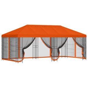 vidaXL Pavillon mit Seitenw&auml;nden 6 x 3 m Orange Polyester und Stahl