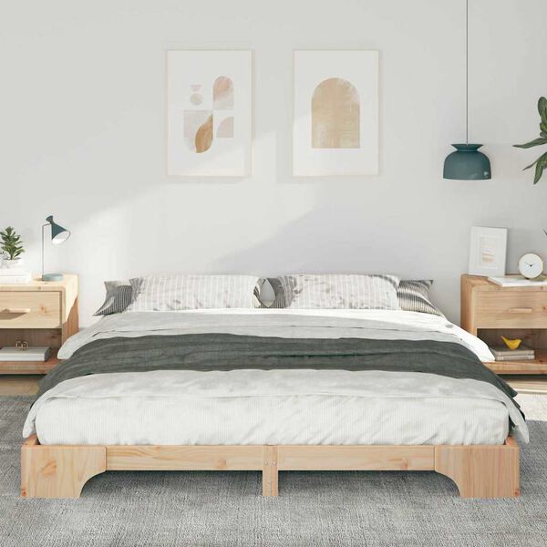 vidaXL Bettrahmen Braun 200 x 220 cm Massives Kiefernholz
