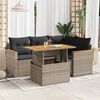 vidaXL 5-tlg. Garten-Sofagarnitur mit Kissen Grau Poly Rattan Akazie