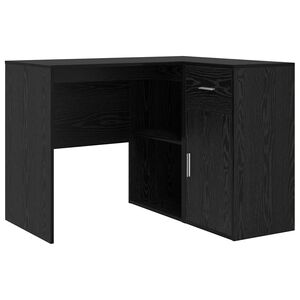 vidaXL Eck-Schreibtisch mit T&uuml;r Schwarz Eichen-Optik 102 x 88 x 75 cm