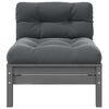 vidaXL 2-Sitzer-Gartensofa mit Kissen Grau Massivholz Kiefer