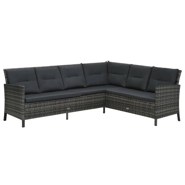 vidaXL 3-tlg. Garten-Lounge-Set mit Auflagen Poly Rattan Grau