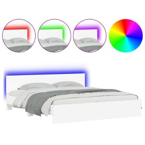 vidaXL Bettgestell mit Kopfteil und LED-Beleuchtung Wei&szlig; 200x200 cm