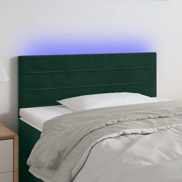 vidaXL LED Kopfteil Dunkelgr&uuml;n 100x5x78/88 cm Samt
