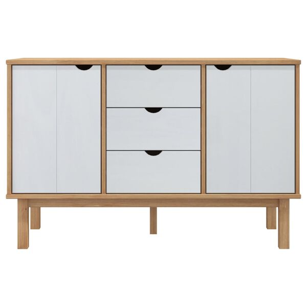 vidaXL Sideboard OTTA Braun&Wei&szlig; 113,5x43x73 cm Massivholz Kiefer