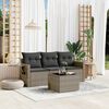 vidaXL 4-tlg. Garten-Sofagarnitur mit Kissen Grau Poly Rattan