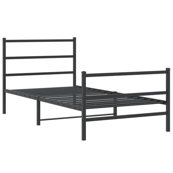 vidaXL Bettgestell mit Kopf- und Fu&szlig;teil Metall Schwarz 100x200 cm