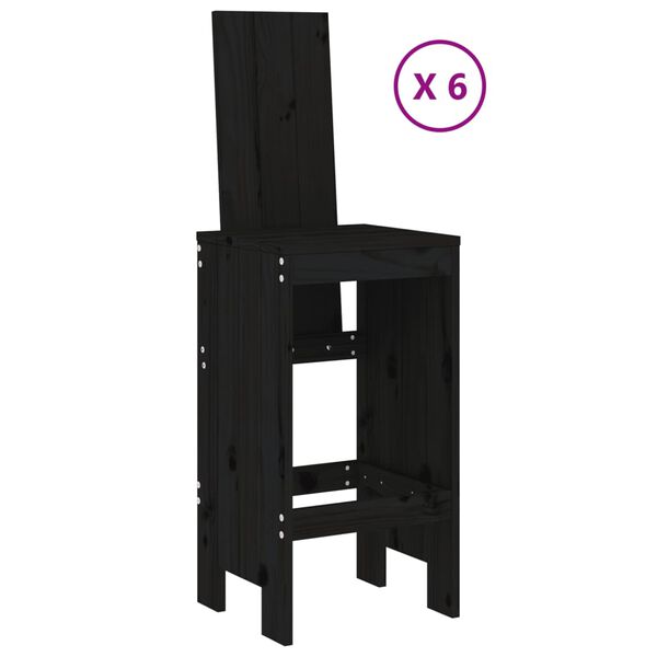vidaXL 7-tlg. Gartenbar-Set Schwarz Massivholz Kiefer