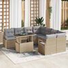 vidaXL Garten-Sofa-Set mit Kissen 9 pcs Beige und Hellgrau Poly-Rattan
