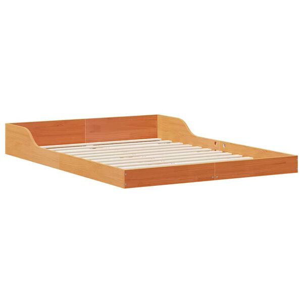 vidaXL Bettrahmen Wachsbraun 135 x 190 cm Massives Kiefernholz