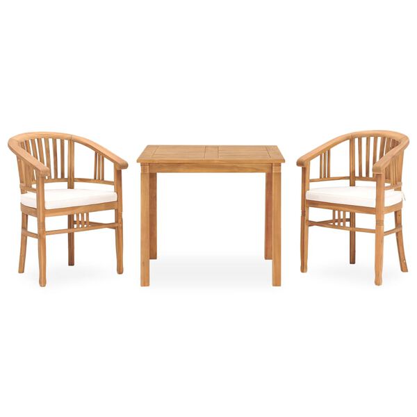vidaXL 3-tlg. Garten-Essgruppe mit Auflagen Teak Massivholz