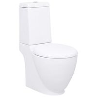 vidaXL WC Keramik-Toilette Badezimmer Rund Senkrechter Abgang Weiß
