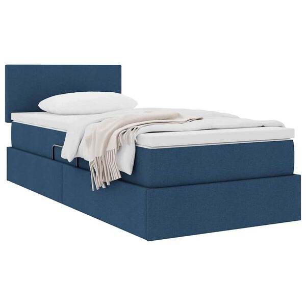 vidaXL Aufbewahrungsbett mit Matratze Blau 90 x 200 cm Holzwerkstoff