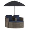 vidaXL Garten-Sofa mit Kissen 8 pcs Grau und Marineblau Poly-Rattan