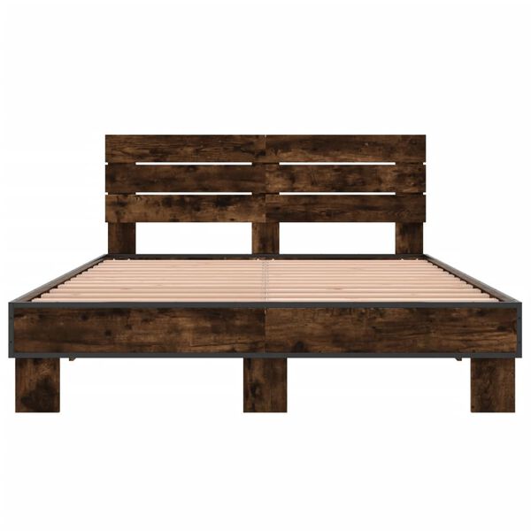 vidaXL Bettgestell R&auml;uchereiche 140x190 cm Holzwerkstoff und Metall