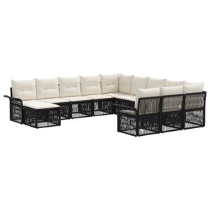 vidaXL Gartensofa-set 12 stk. Schwarz und Cremewei&szlig; Poly-Rattan