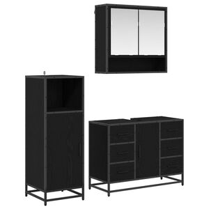 vidaXL Badezimmerm&ouml;bel-Set 3 stk. Schwarz Eichen-Optik 80 x 33 x 60 cm