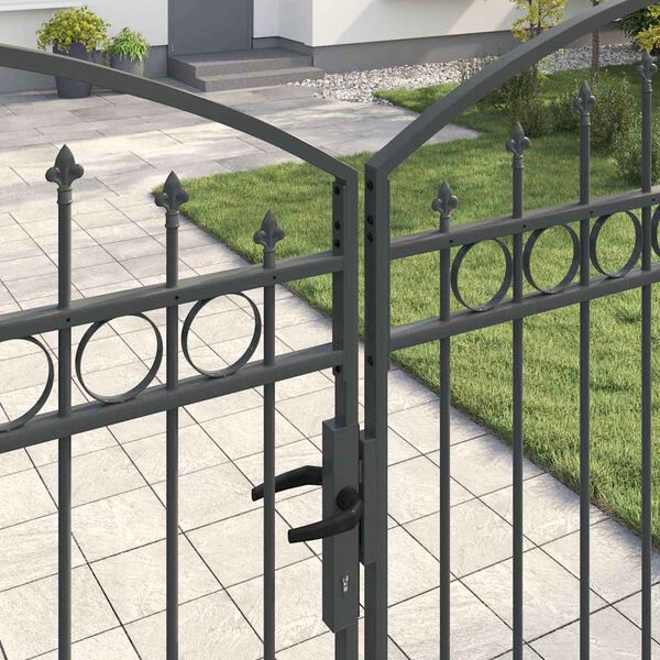 vidaXL Zauntor mit Schloss Grau 301 x 224,5 cm Stahl