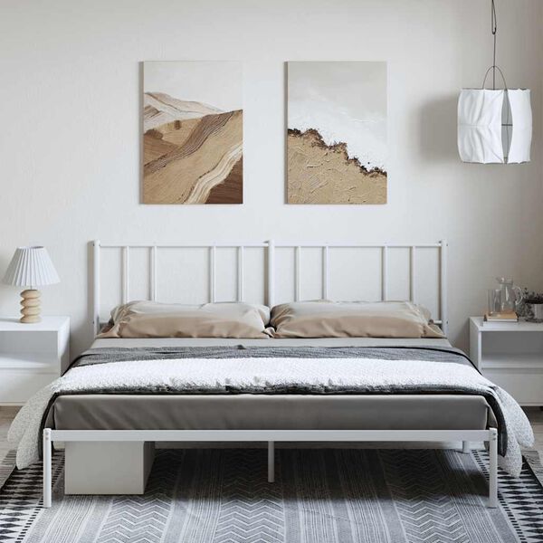 vidaXL Bettgestell mit Kopfteil Metall Wei&szlig; 193x203 cm