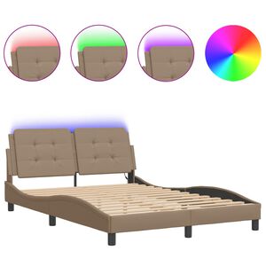 vidaXL Bettgestell mit LED ohne Matratze "Zadar" Cappuccino-Braun 140x190 cm