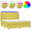 vidaXL Boxspringbett mit Matratze & LED Gr&uuml;n 180x200 cm Stoff