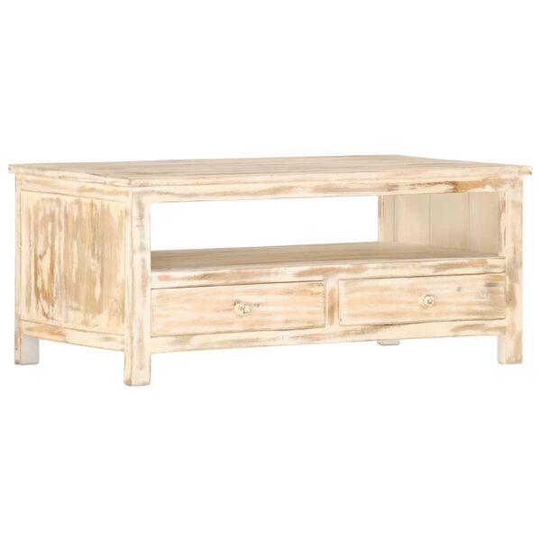 vidaXL Couchtisch Wei&szlig; 90&times;50&times;40 cm Massivholz Mango