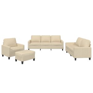 vidaXL 4-tlg. Sofagarnitur mit Kissen Creme Stoff