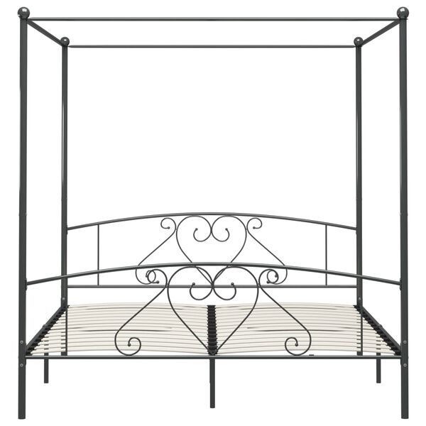 vidaXL Himmelbett-Gestell Grau Metall 180 x 200 cm