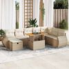 vidaXL 9-tlg. Garten-Sofagarnitur mit Kissen Beige Poly Rattan Akazie